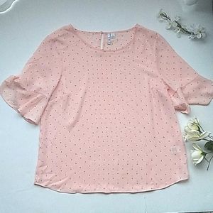 Elle Pink Dotted Polyester Blouse